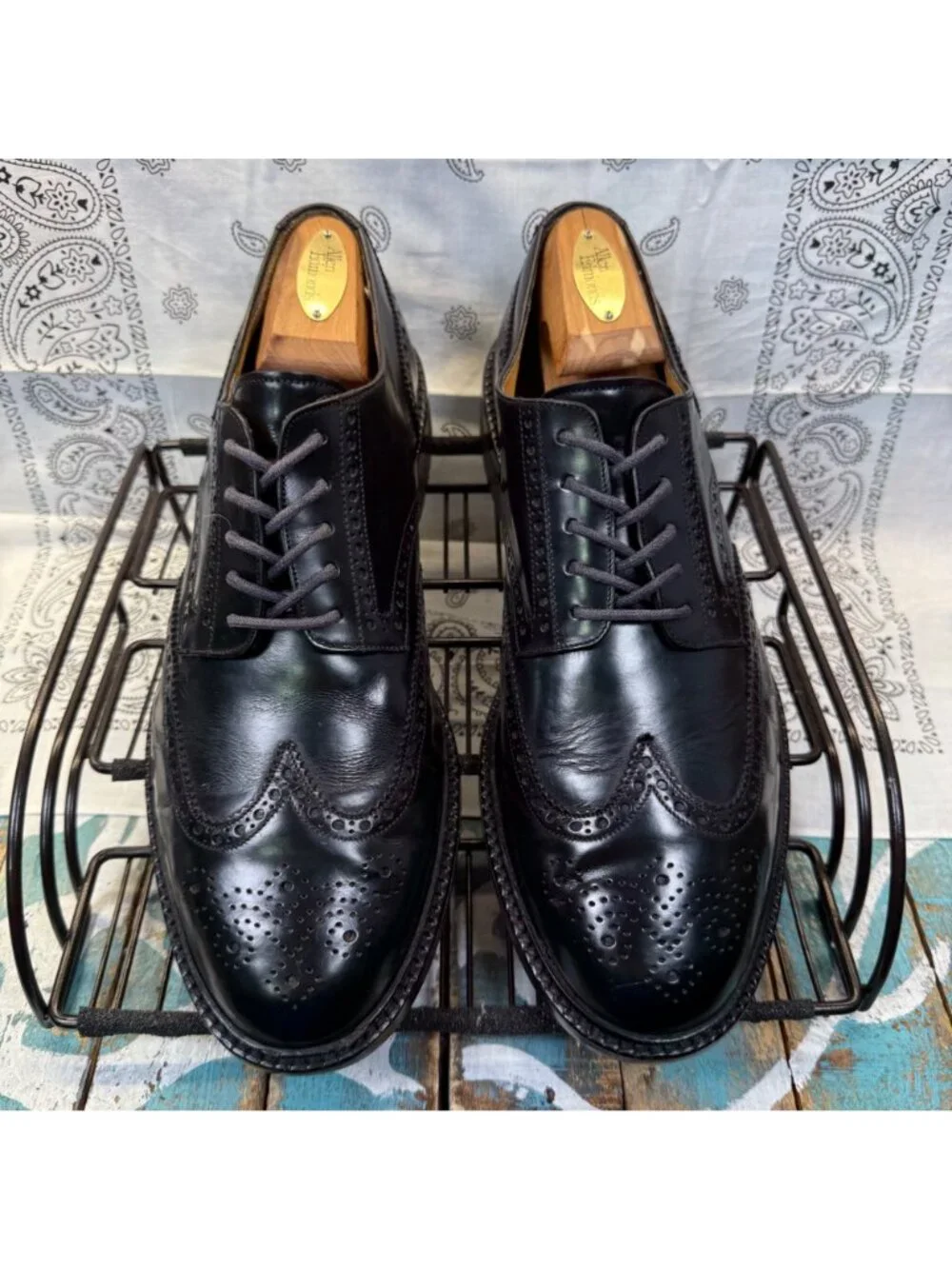 J Crew Italian Leather Wingtip Oxford Black Dress Shoes Size 11Made in Italy
